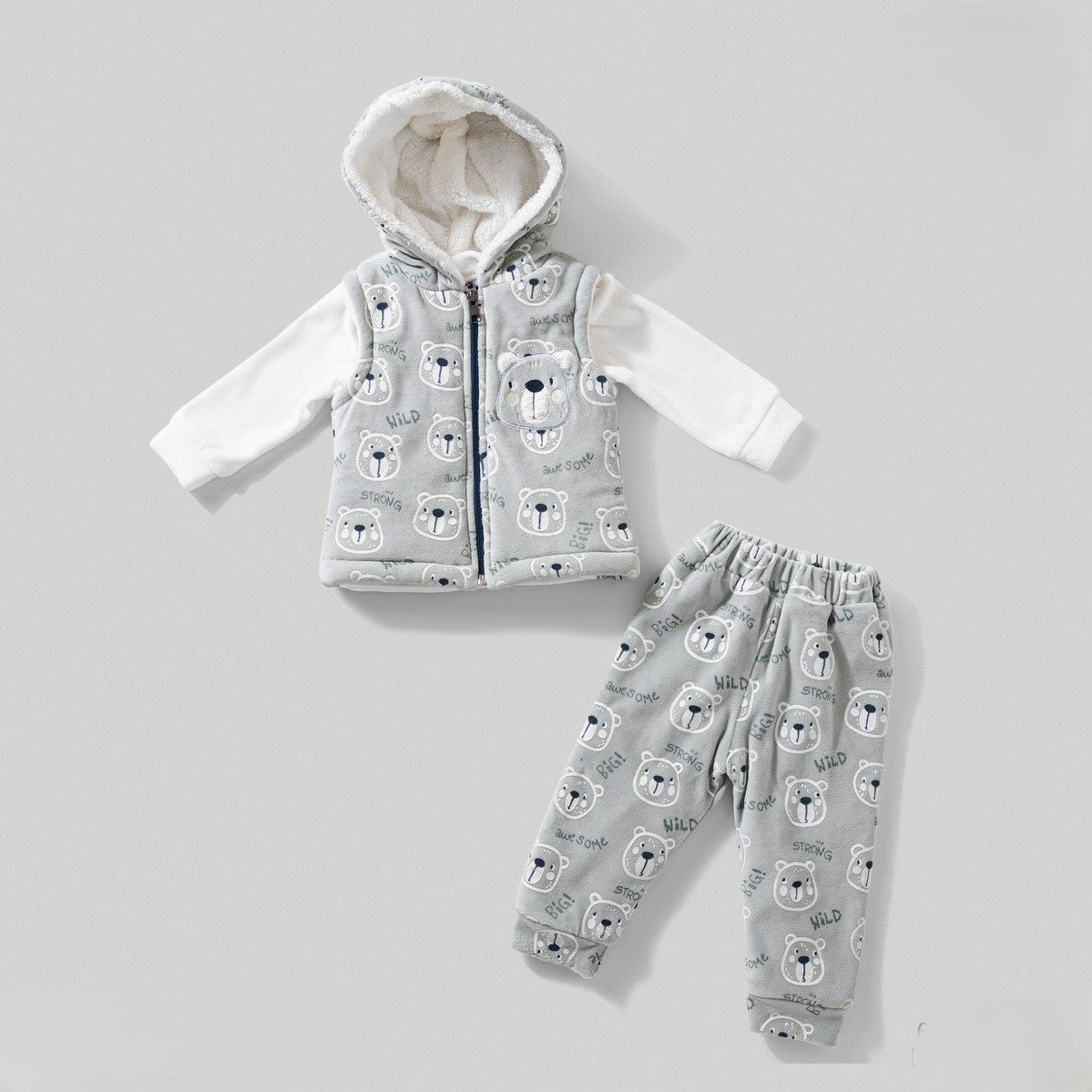 بيجامة قطيفة فيست 3 قطع مبطنة سترونج