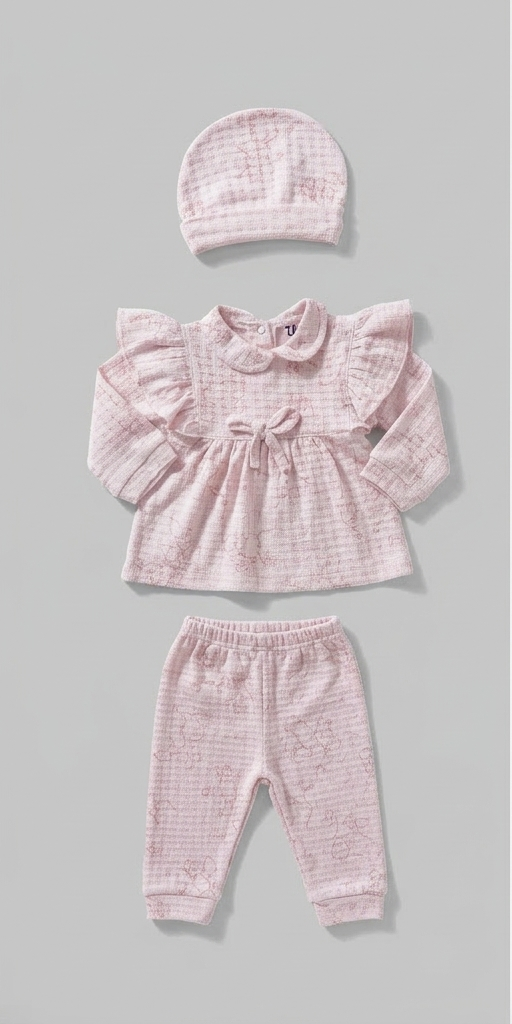 بيجامة كم صغيرة مع طاقية جاكار مربعات