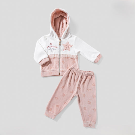 بيجامة قطيفة قطعتين سوسته ستار