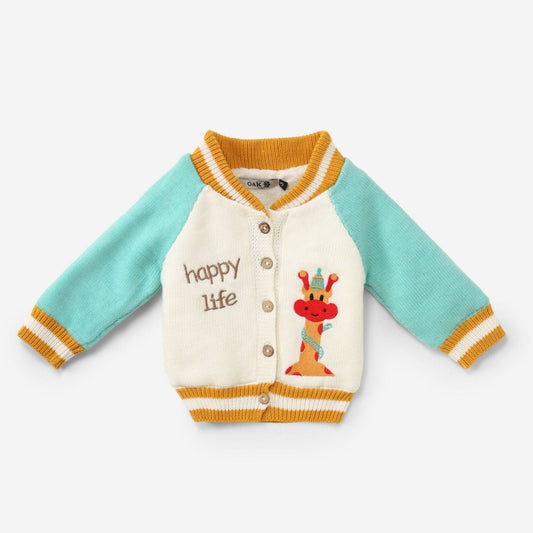 Aqua sleeve giraffe knit jacket