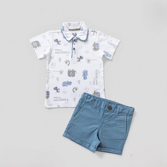 طقم شورت جبردين بترولي