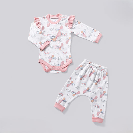 بيجامة قطن بدي كم طويل بترفلاي