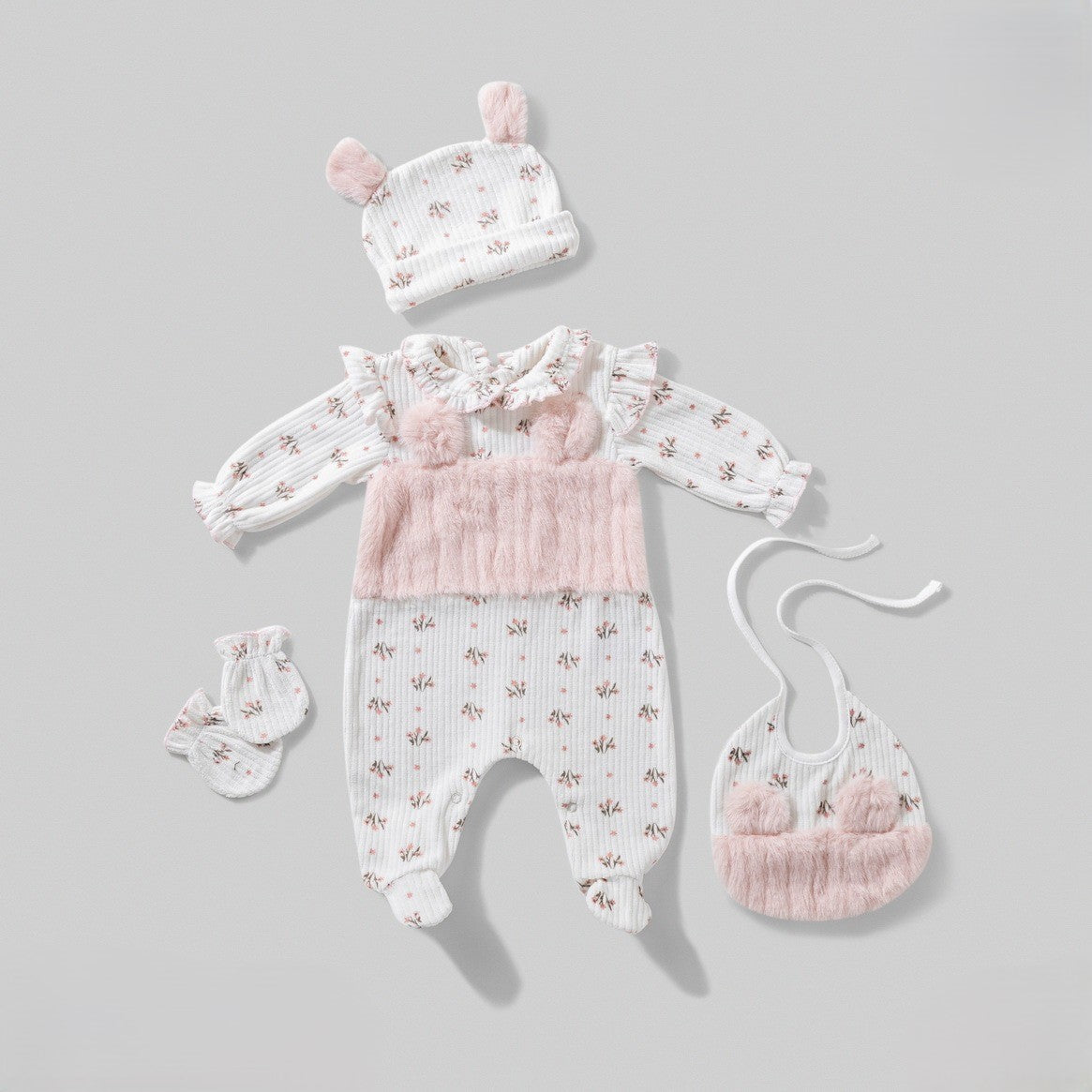 مجموعة 4 قطع سالوبيت قطيفة فرو اند فلورز